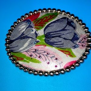 Oval silver floral vintage style belt buckle